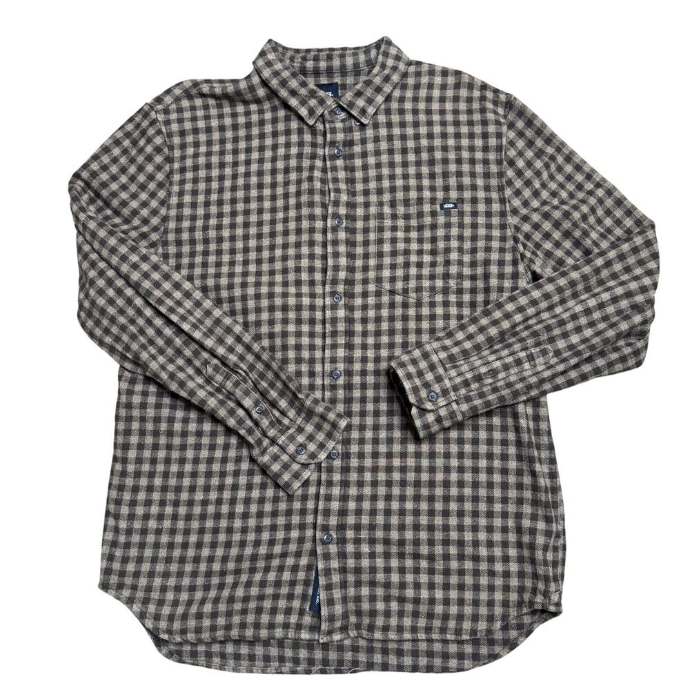 VANS OFF THE WALL MEN CLASSIC XL EXTRA LARGE BROWN LONG SLEEVE BUTTON UP SHIRT